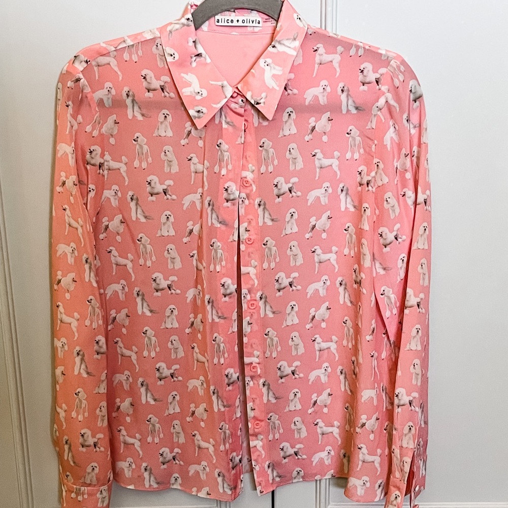Alice + Olivia Willa Poodle Placket Top